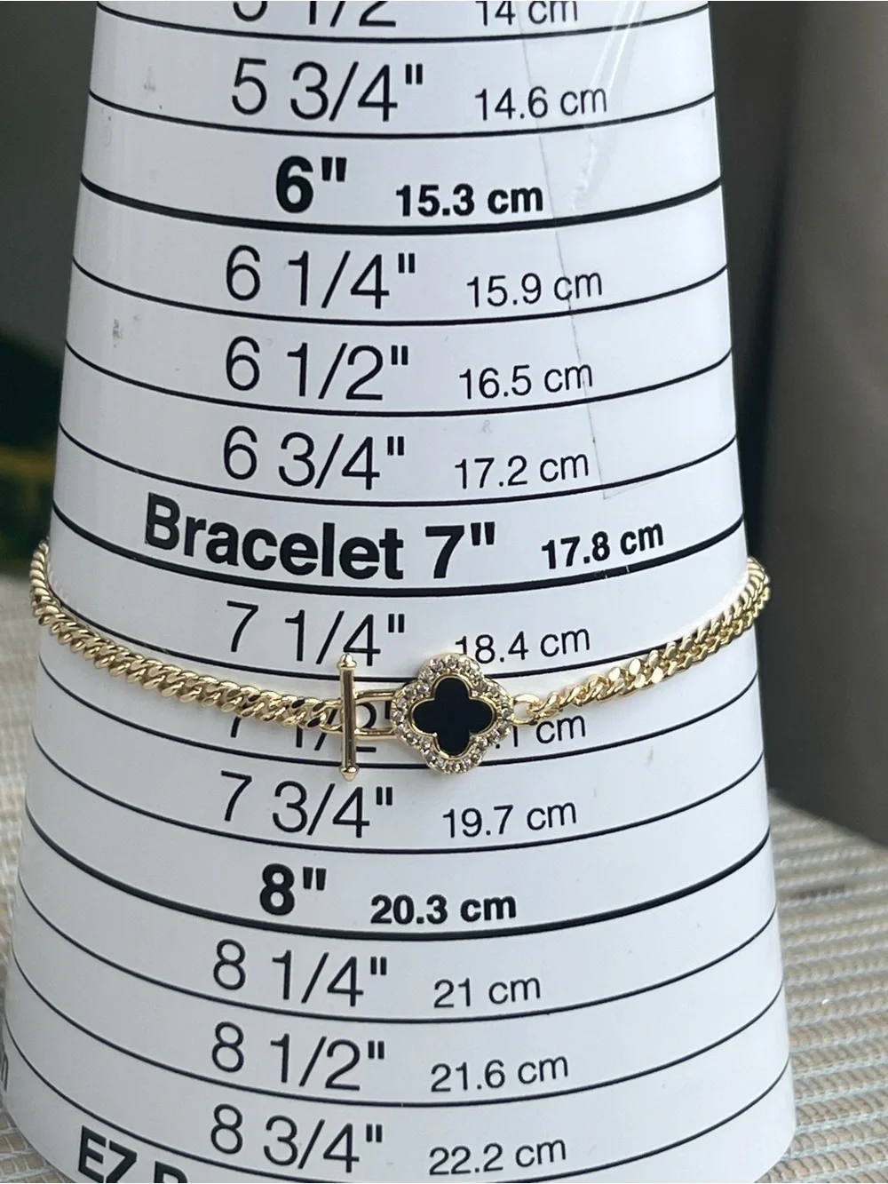 Black Clover charm Chain Bracelet with pavé border